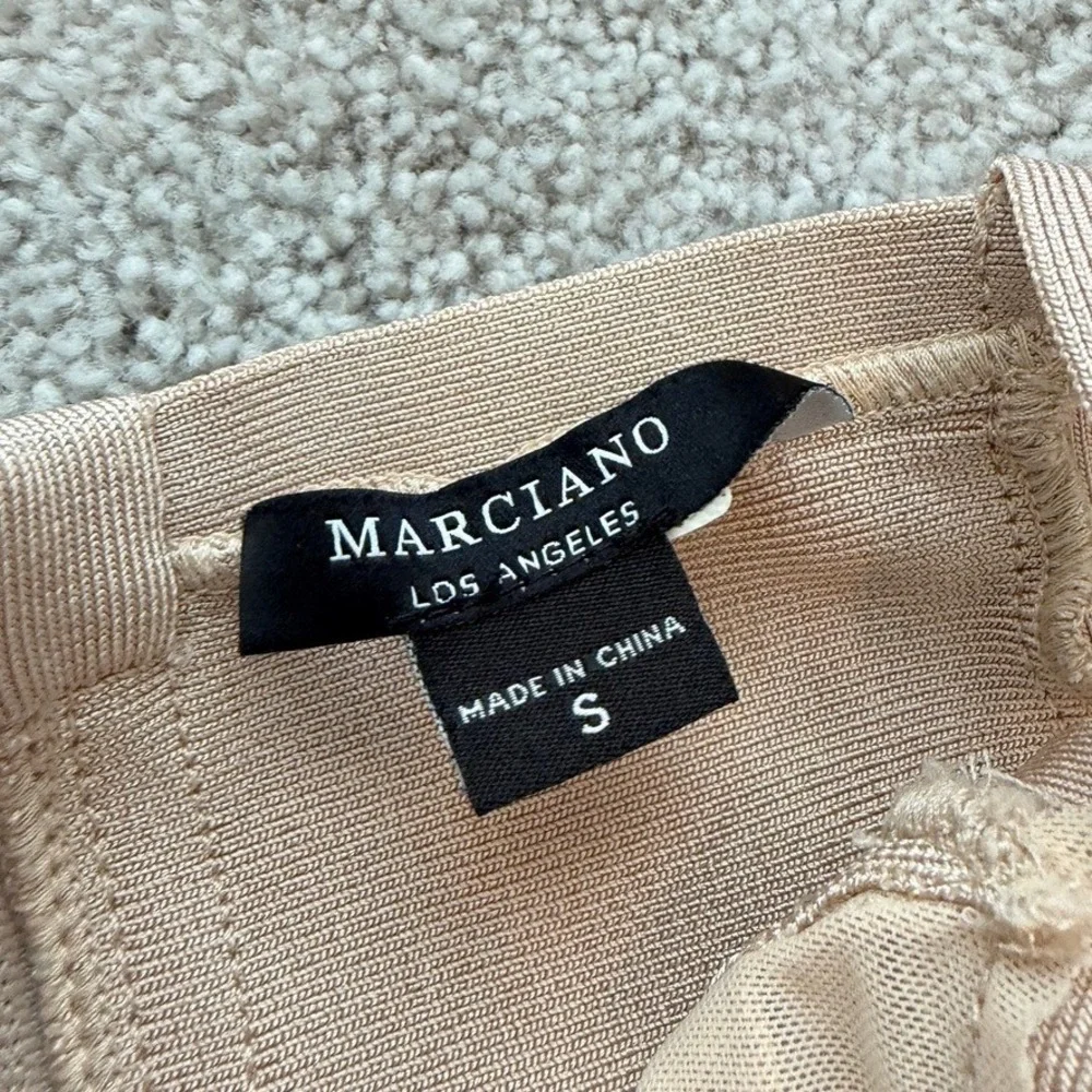 Marciano Penelope Bandage Dress Womens S Tan Beige Bodycon Cocktail Clubwear